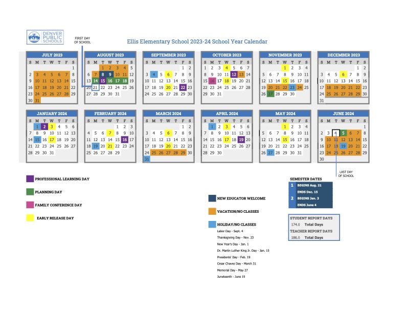 Ellis Elementary Calendars