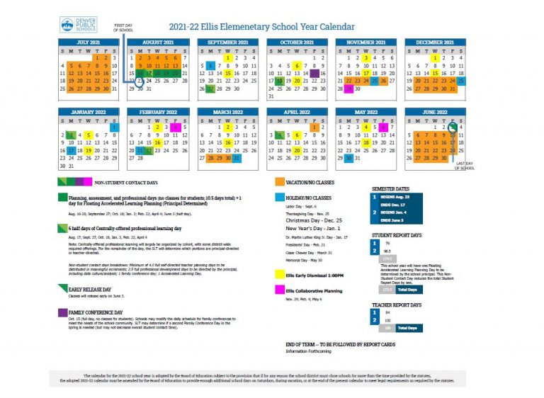 Ellis Elementary » Calendars