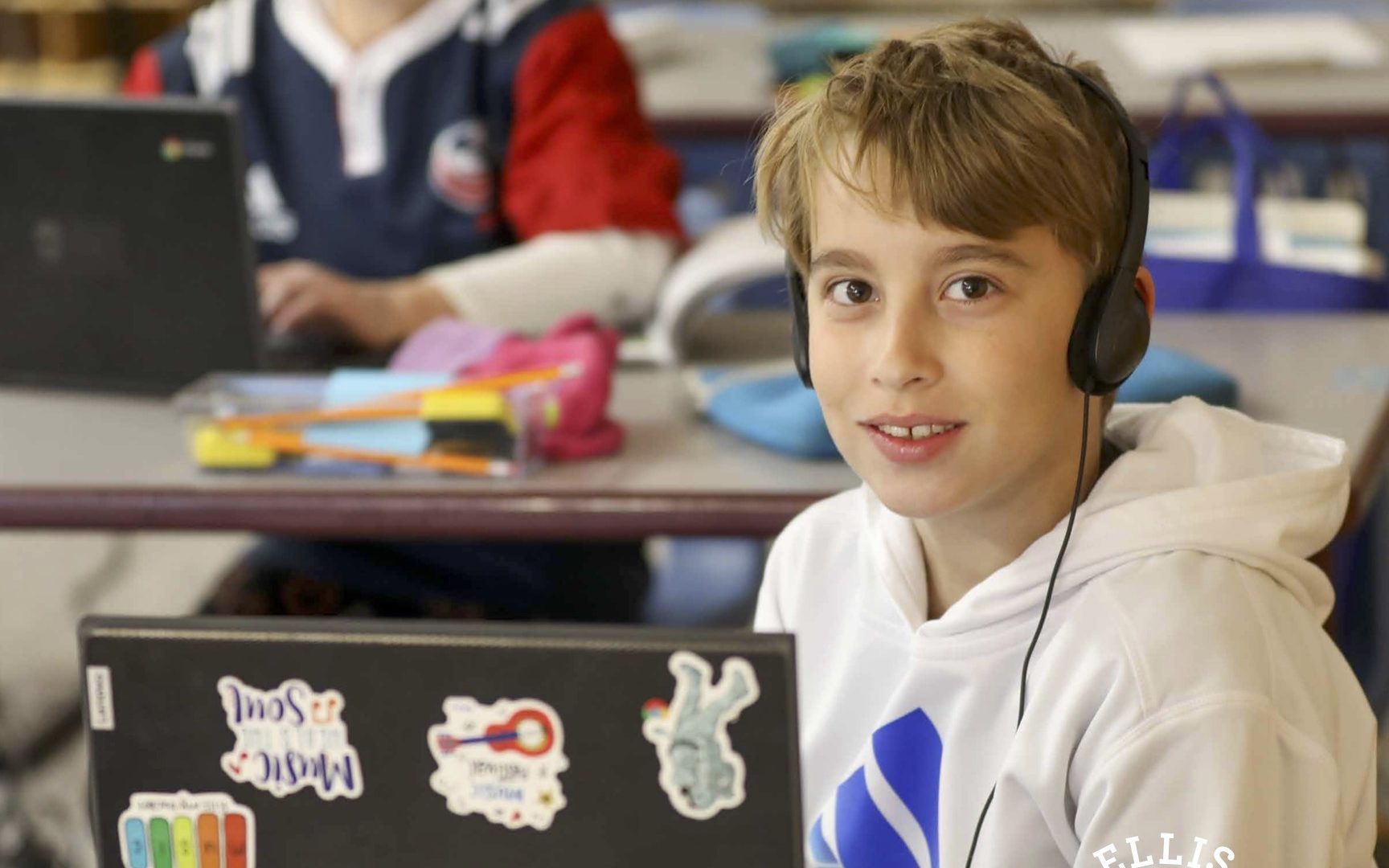 Student at computer